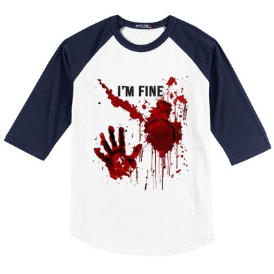 IM Fine Bloody Hand Blood Stained Blood Splatter Halloween Baseball Sleeve Shirt