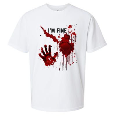 IM Fine Bloody Hand Blood Stained Blood Splatter Halloween Sueded Cloud Jersey T-Shirt