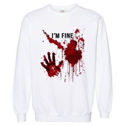 IM Fine Bloody Hand Blood Stained Blood Splatter Halloween Garment-Dyed Sweatshirt