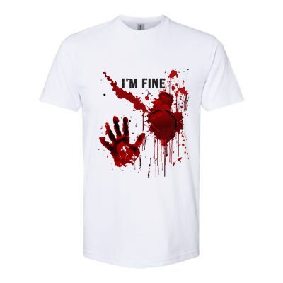 IM Fine Bloody Hand Blood Stained Blood Splatter Halloween Softstyle CVC T-Shirt