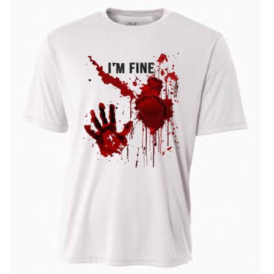 IM Fine Bloody Hand Blood Stained Blood Splatter Halloween Cooling Performance Crew T-Shirt