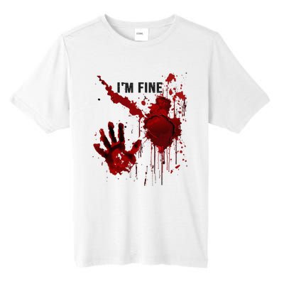 IM Fine Bloody Hand Blood Stained Blood Splatter Halloween Tall Fusion ChromaSoft Performance T-Shirt