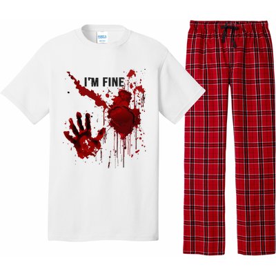 IM Fine Bloody Hand Blood Stained Blood Splatter Halloween Pajama Set