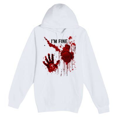 IM Fine Bloody Hand Blood Stained Blood Splatter Halloween Premium Pullover Hoodie