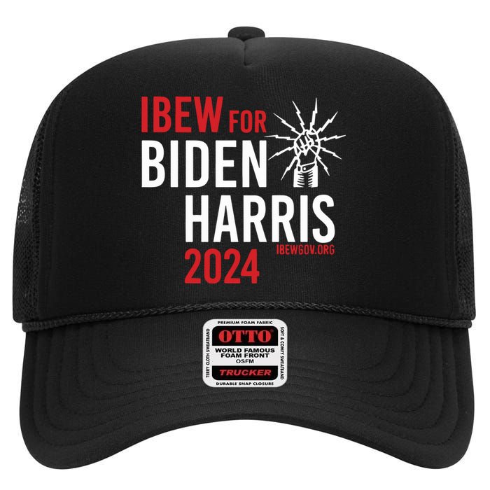 Ibew For Biden Harris 2024 High Crown Mesh Back Trucker Hat