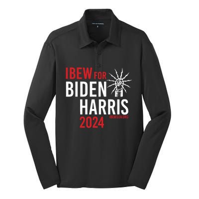 Ibew For Biden Harris 2024 Silk Touch Performance Long Sleeve Polo