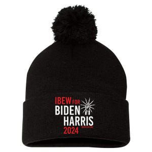 Ibew For Biden Harris 2024 Pom Pom 12in Knit Beanie