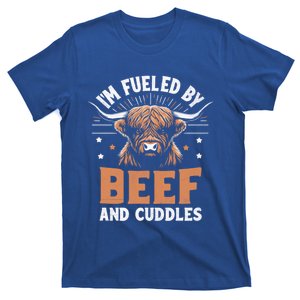 IM Fueled By Beef And Cuddles Highland Cattle Breeder Cow Cool Gift T-Shirt