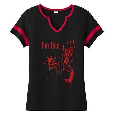 I'm Fine Bloody Halloween Ladies Halftime Notch Neck Tee