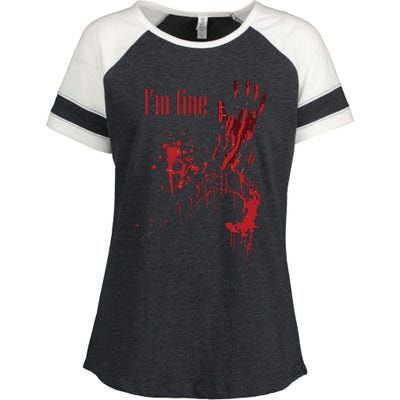 I'm Fine Bloody Halloween Enza Ladies Jersey Colorblock Tee