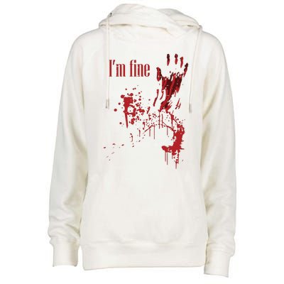 I'm Fine Bloody Halloween Womens Funnel Neck Pullover Hood