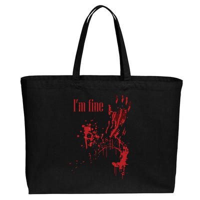 I'm Fine Bloody Halloween Cotton Canvas Jumbo Tote