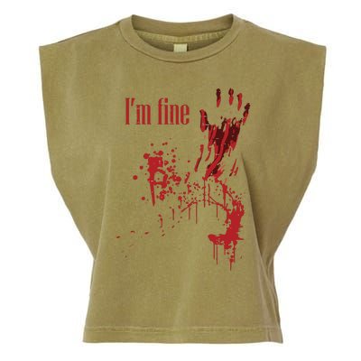 I'm Fine Bloody Halloween Garment-Dyed Women's Muscle Tee