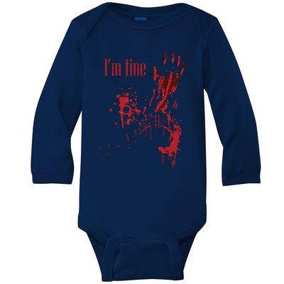 I'm Fine Bloody Halloween Baby Long Sleeve Bodysuit