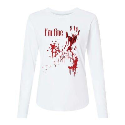 I'm Fine Bloody Halloween Womens Cotton Relaxed Long Sleeve T-Shirt