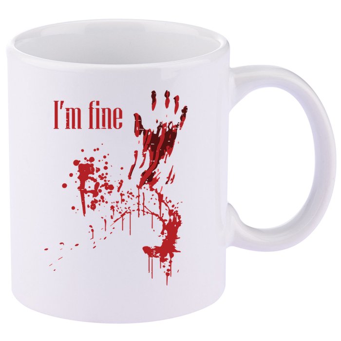 I'm Fine Bloody Halloween 11oz C Handle Ceramic Mug