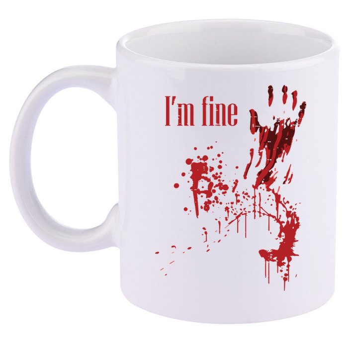 I'm Fine Bloody Halloween 11oz C Handle Ceramic Mug