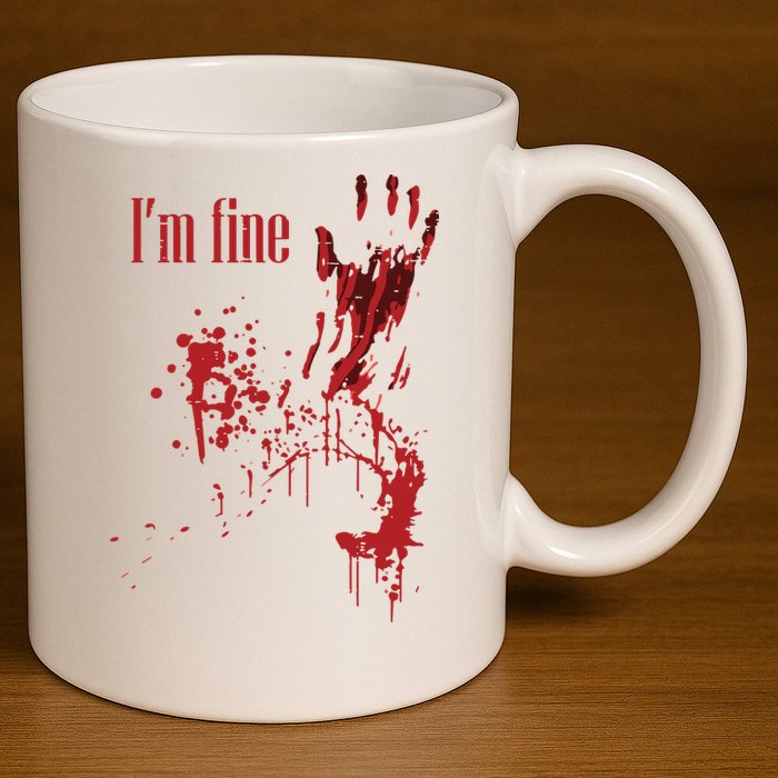 I'm Fine Bloody Halloween 11oz C Handle Ceramic Mug