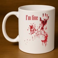 I'm Fine Bloody Halloween 11oz C Handle Ceramic Mug