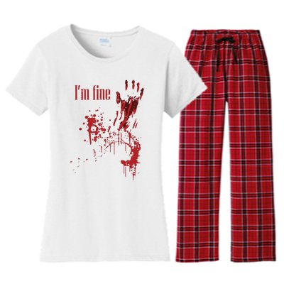 I'm Fine Bloody Halloween Women's Flannel Pajama Set