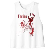 I'm Fine Bloody Halloween Women's Racerback Cropped Tank