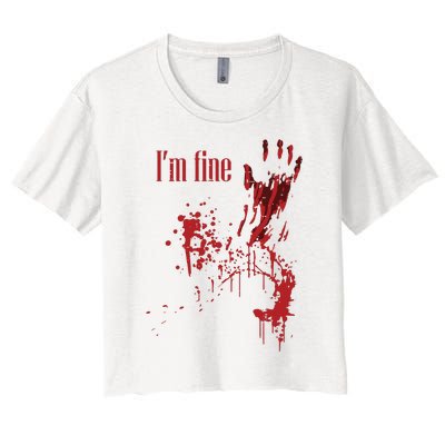 I'm Fine Bloody Halloween Women's Crop Top Tee