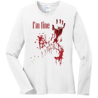 I'm Fine Bloody Halloween Ladies Long Sleeve Shirt