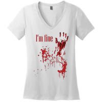 I'm Fine Bloody Halloween Women's V-Neck T-Shirt