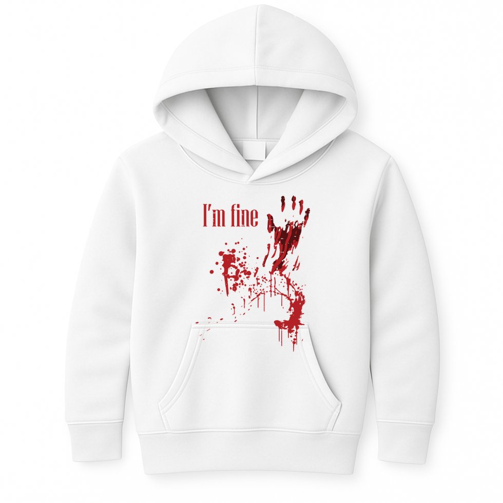 I'm Fine Bloody Halloween Kids Hoodie