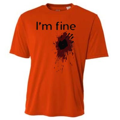 Im Fine Blood Splatter And Bloody Hand Print Halloween Fun Cooling Performance Crew T-Shirt