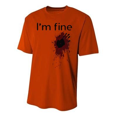 Im Fine Blood Splatter And Bloody Hand Print Halloween Fun Performance Sprint T-Shirt