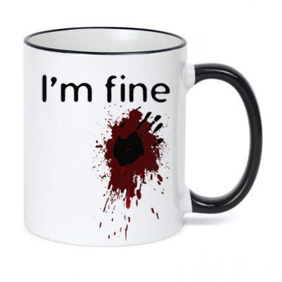 Im Fine Blood Splatter And Bloody Hand Print Halloween Fun 11oz Black Color Changing Mug