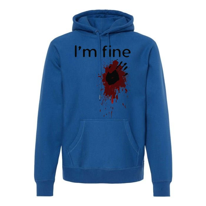 Im Fine Blood Splatter And Bloody Hand Print Halloween Fun Premium Hoodie