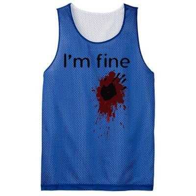 Im Fine Blood Splatter And Bloody Hand Print Halloween Fun Mesh Reversible Basketball Jersey Tank