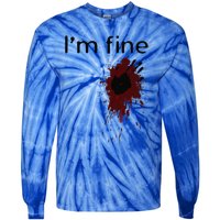 Im Fine Blood Splatter And Bloody Hand Print Halloween Fun Tie-Dye Long Sleeve Shirt