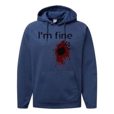 Im Fine Blood Splatter And Bloody Hand Print Halloween Fun Performance Fleece Hoodie