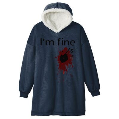 Im Fine Blood Splatter And Bloody Hand Print Halloween Fun Hooded Wearable Blanket