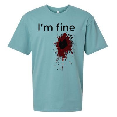 Im Fine Blood Splatter And Bloody Hand Print Halloween Fun Sueded Cloud Jersey T-Shirt