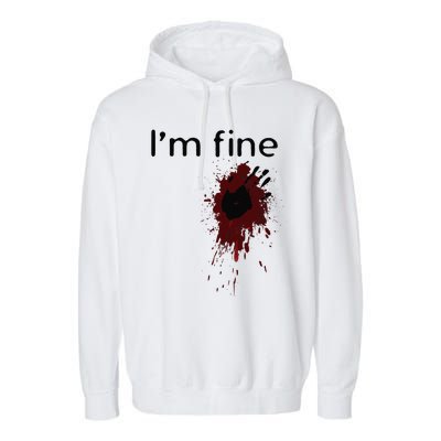 Im Fine Blood Splatter And Bloody Hand Print Halloween Fun Garment-Dyed Fleece Hoodie