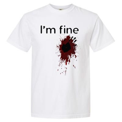 Im Fine Blood Splatter And Bloody Hand Print Halloween Fun Garment-Dyed Heavyweight T-Shirt