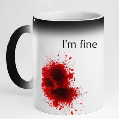 Im Fine Bloody Wound Halloween Gross Costume 11oz Black Color Changing Mug