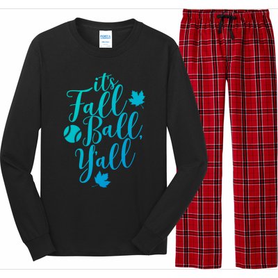 Its Fall Ball Yall Funny Fall Baseball Fall Ball Gift Long Sleeve Pajama Set