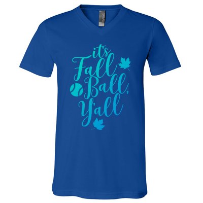 Its Fall Ball Yall Funny Fall Baseball Fall Ball Gift V-Neck T-Shirt