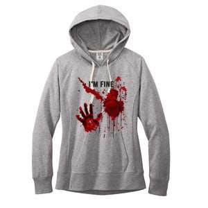 IM Fine Bloody Hand Blood Stained Blood Splatter Halloween Women's Fleece Hoodie