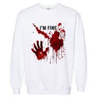 IM Fine Bloody Hand Blood Stained Blood Splatter Halloween Garment-Dyed Sweatshirt