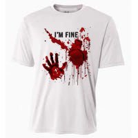 IM Fine Bloody Hand Blood Stained Blood Splatter Halloween Cooling Performance Crew T-Shirt