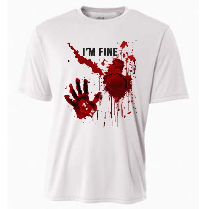 IM Fine Bloody Hand Blood Stained Blood Splatter Halloween Cooling Performance Crew T-Shirt