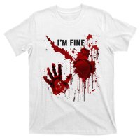 IM Fine Bloody Hand Blood Stained Blood Splatter Halloween T-Shirt