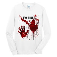 IM Fine Bloody Hand Blood Stained Blood Splatter Halloween Tall Long Sleeve T-Shirt