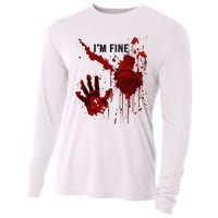 IM Fine Bloody Hand Blood Stained Blood Splatter Halloween Cooling Performance Long Sleeve Crew